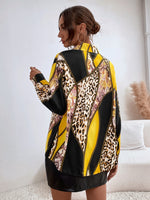 Paisley & Leopard Print Colorblock Blouse