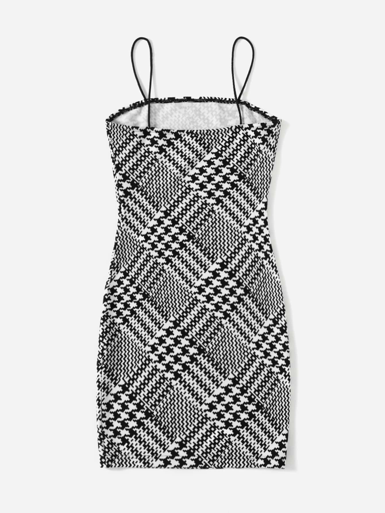 Chevron & Houndstooth Print Cami Dress