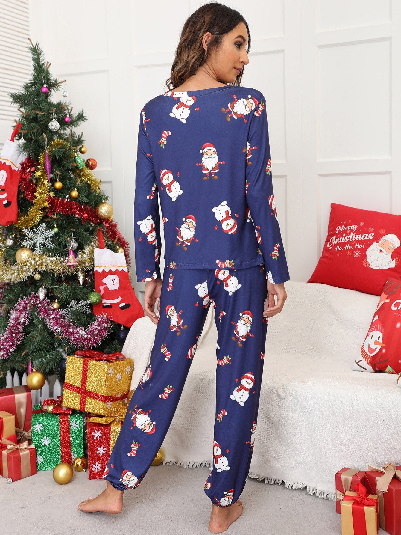 Christmas Santa Claus Print PJ Set