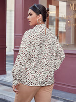 Plus Dalmatian Print Stand Neck Blouse