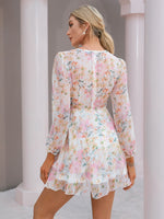 Double Crazy Lantern Sleeve Allover Floral Print Dress