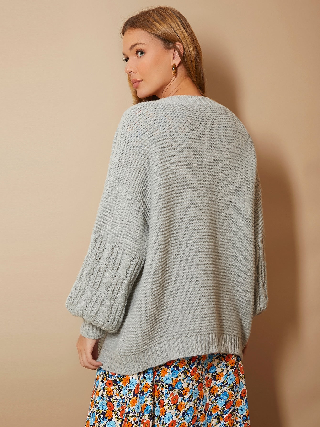 Drop Shoulder Open Front Cardigan