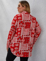 Plus Paisley Scarf Print Curved Hem Blouse