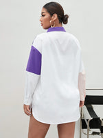 Plus Colorblock Button Through Longline Blouse