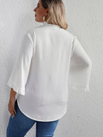 Plus Frill Trim Trumpet Sleeve Blouse