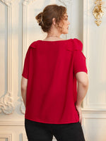 Plus Ruched Cold Shoulder Blouse