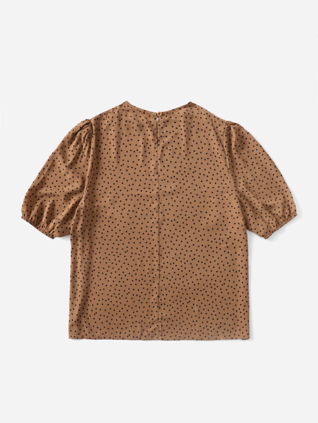 Plus Polka Dot Print Puff Sleeve Blouse