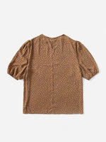 Plus Polka Dot Print Puff Sleeve Blouse