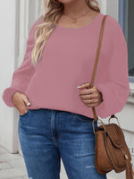 Plus Lantern Sleeve Crisscross Back Blouse