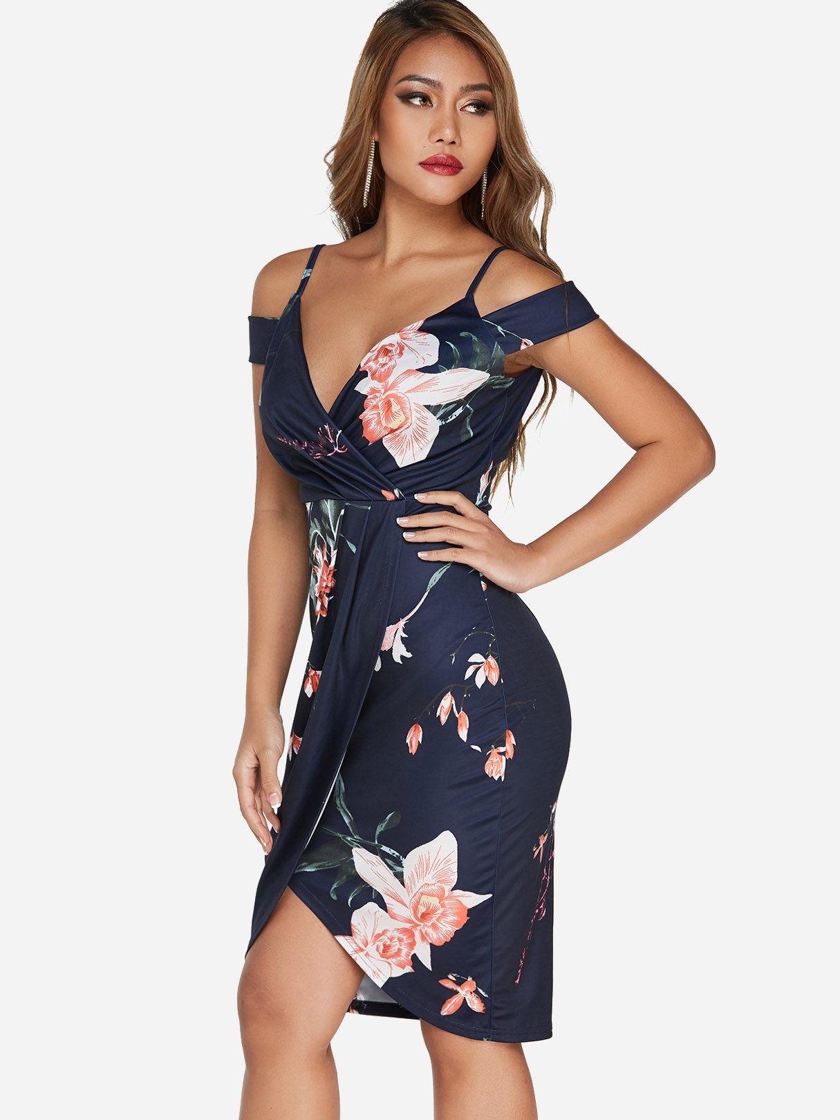 OEM Ladies Navy Floral Dresses