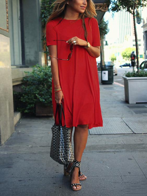OEM Ladies Red Shirt Dresses