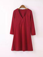 OEM Ladies Red V-Neck Dresses