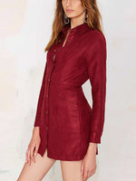 OEM Ladies Wine Red Shirt Dresses