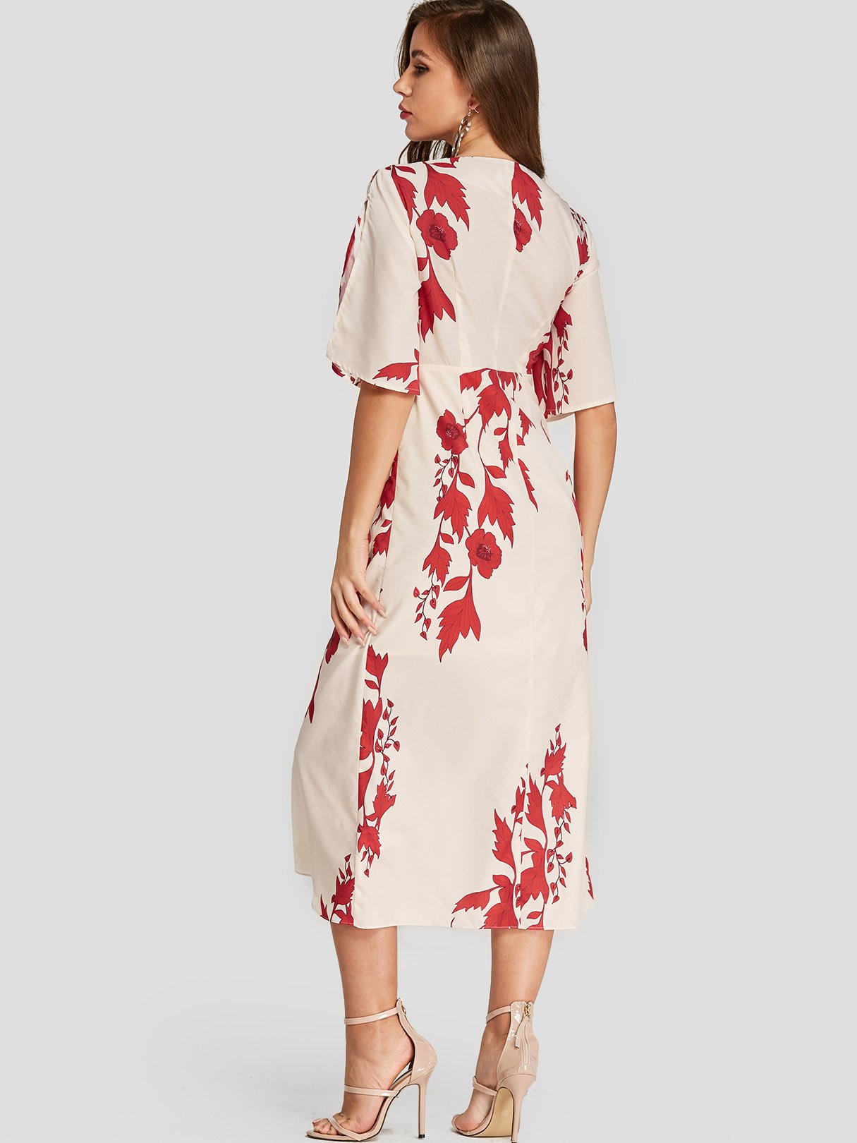 NEW FEELING Womens Apricot Floral Dresses