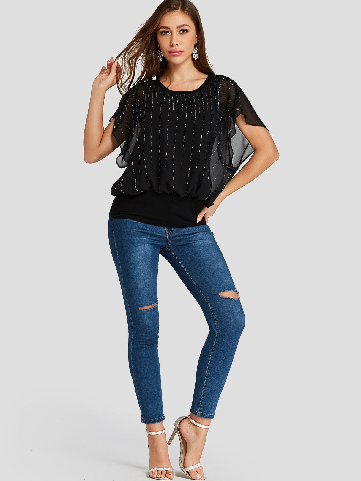 NEW FEELING Womens Black T-Shirts