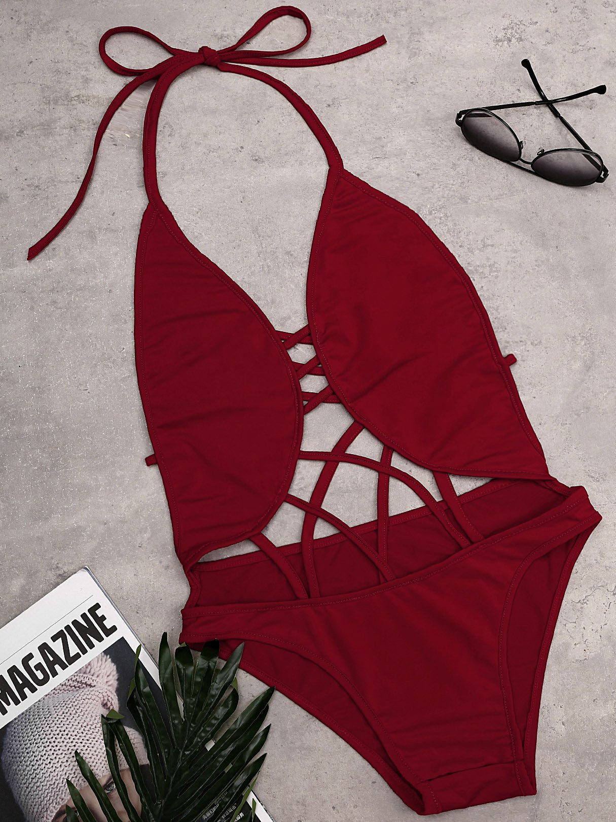 Wholesale Sleeveless Backless Hollow Wireless One-Pieces Swimsuits