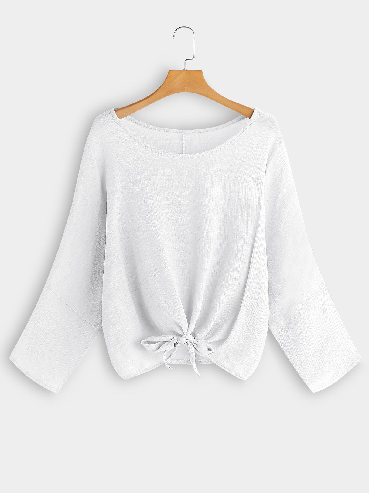 Wholesale Round Neck Long Sleeve White Tee