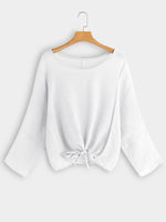 Wholesale Round Neck Long Sleeve White Tee