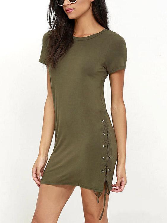 OEM Ladies Army Green Casual Dresses