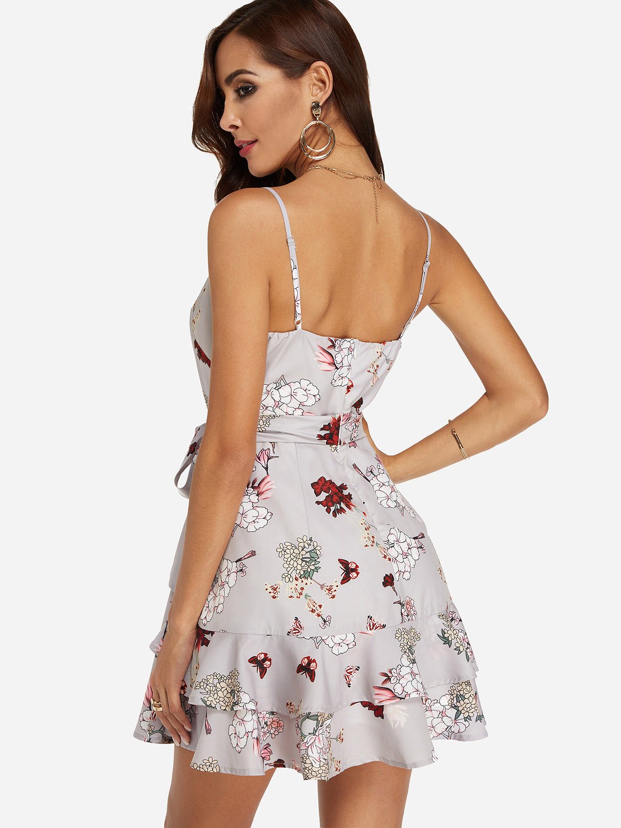 NEW FEELING Womens Grey Floral Dresses