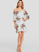 NEW FEELING Womens White Floral Dresses