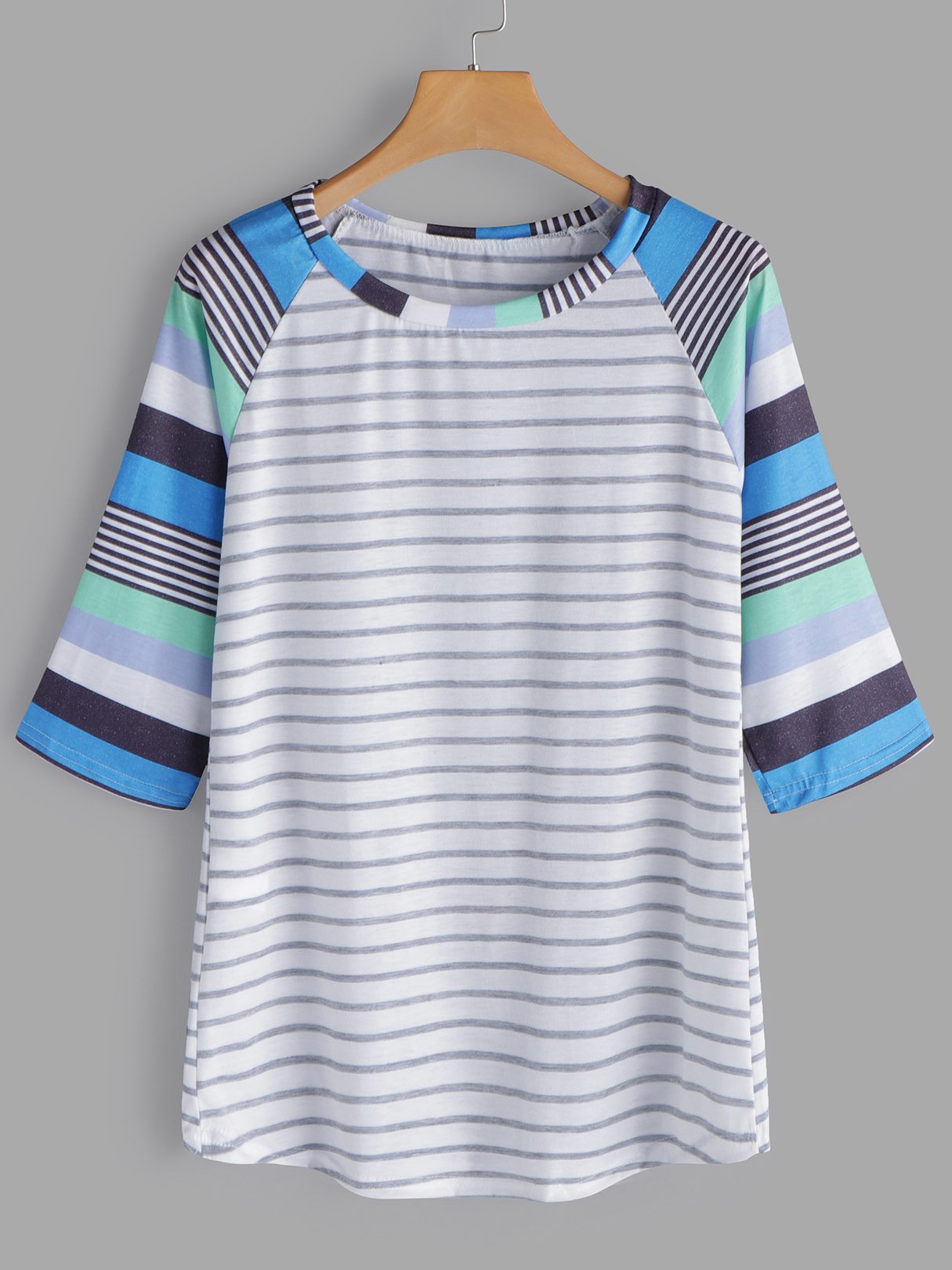 Wholesale Round Neck Stripe Half Sleeve T-Shirts