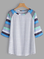 Wholesale Round Neck Stripe Half Sleeve T-Shirts