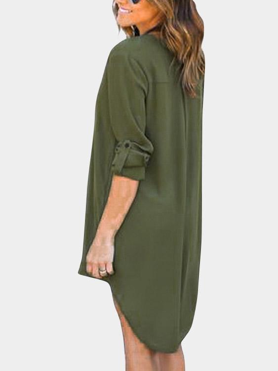 OEM ODM Womens Army Green Chiffon Dresses