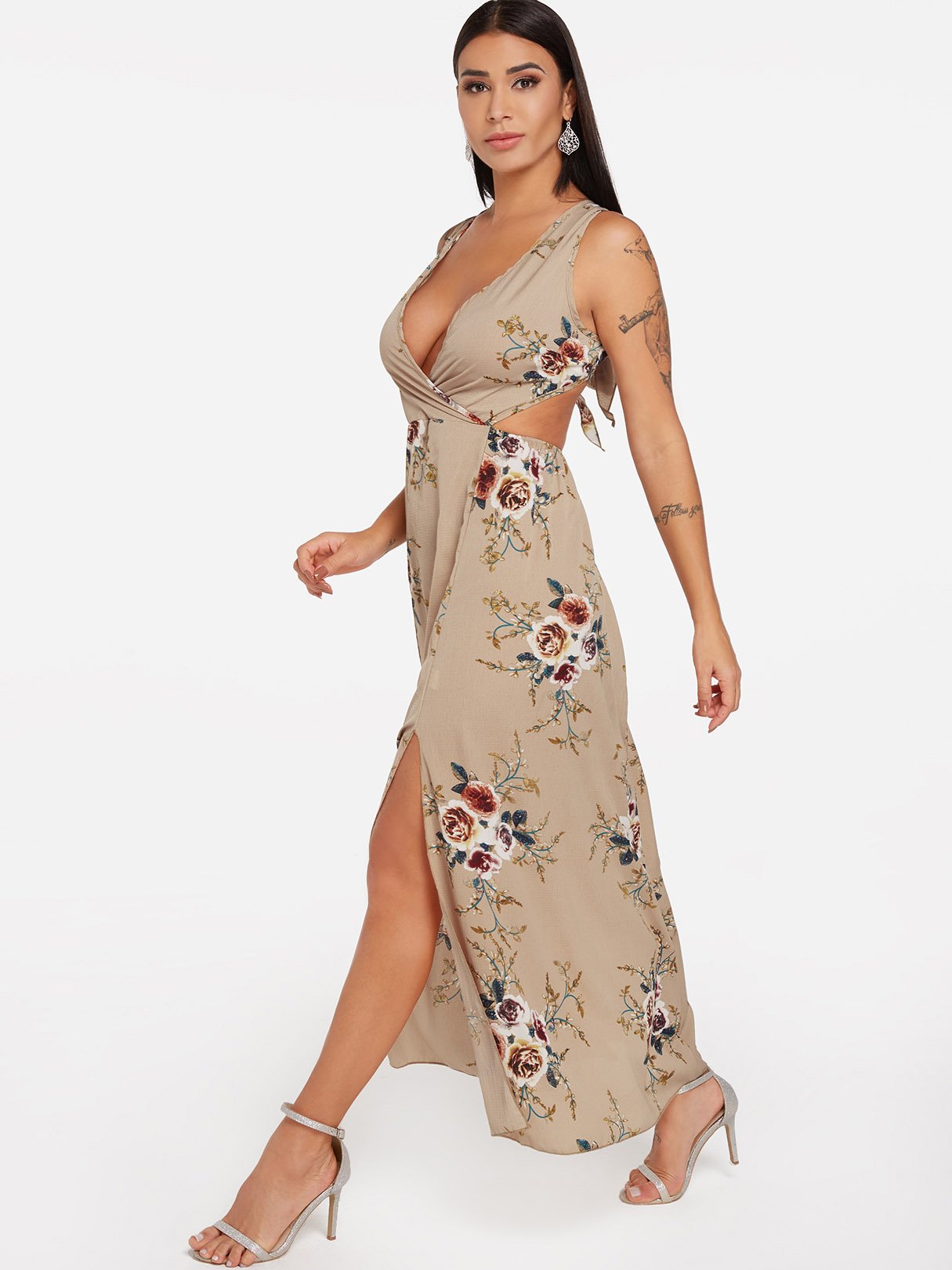 OEM Ladies Khaki Maxi Dresses