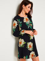 OEM Ladies Black Floral Dresses