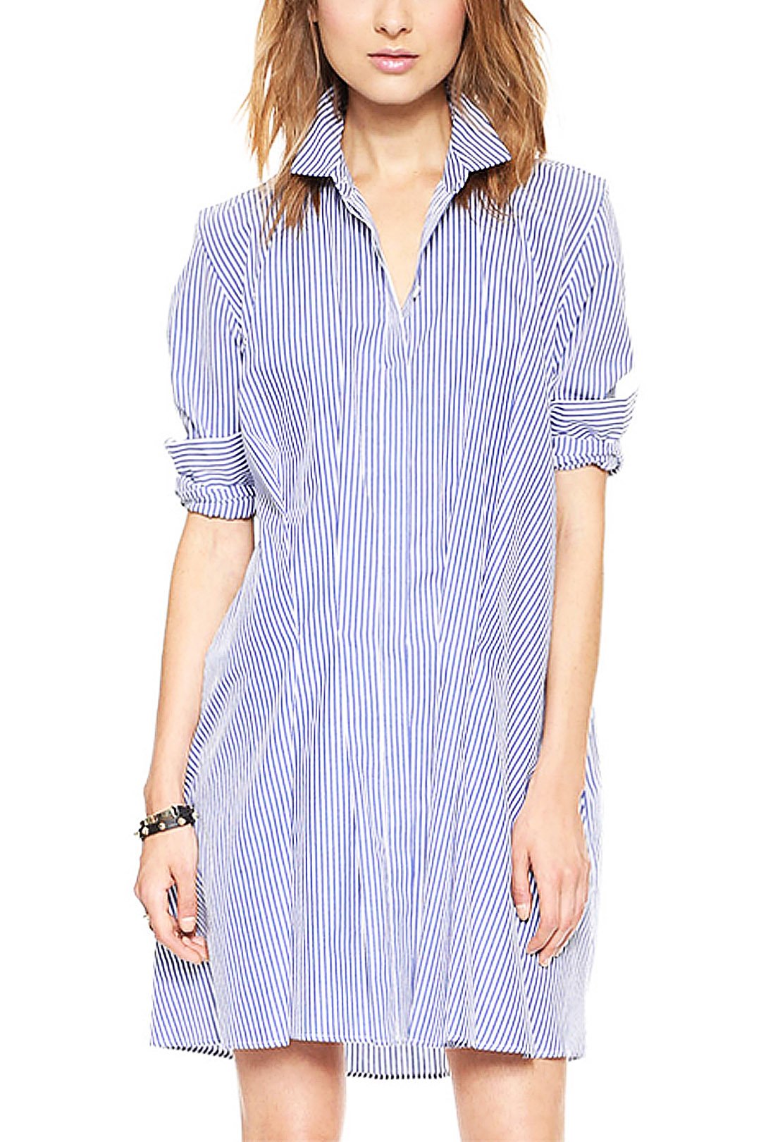 Wholesale Long Sleeve Stripped Shirt Dress