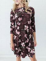 OEM Ladies Coffee Floral Dresses