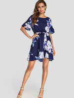 NEW FEELING Womens Navy Floral Dresses