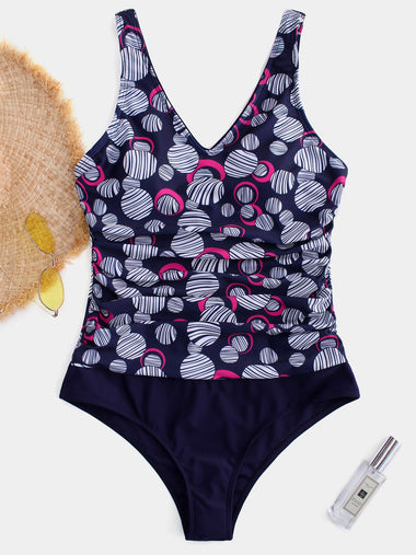 Wholesale V-Neck Sleeveless Polka Dot Backless One-Pieces Swimsuits