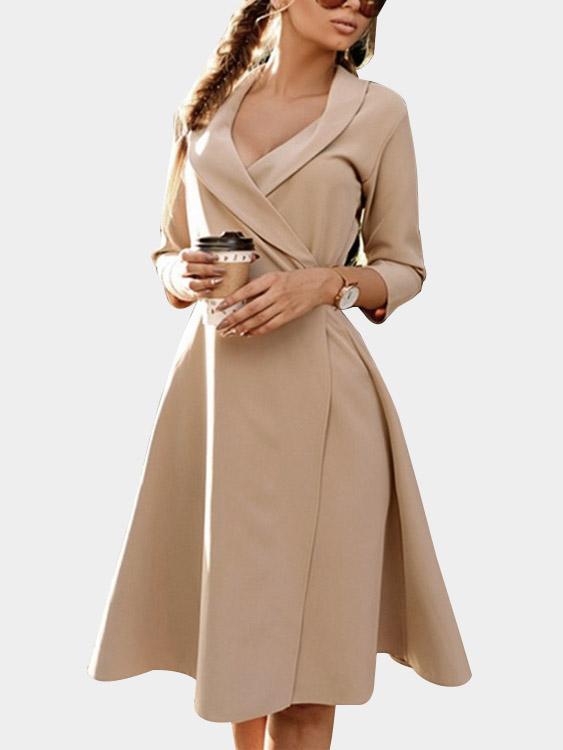 OEM Ladies Beige Casual Dresses