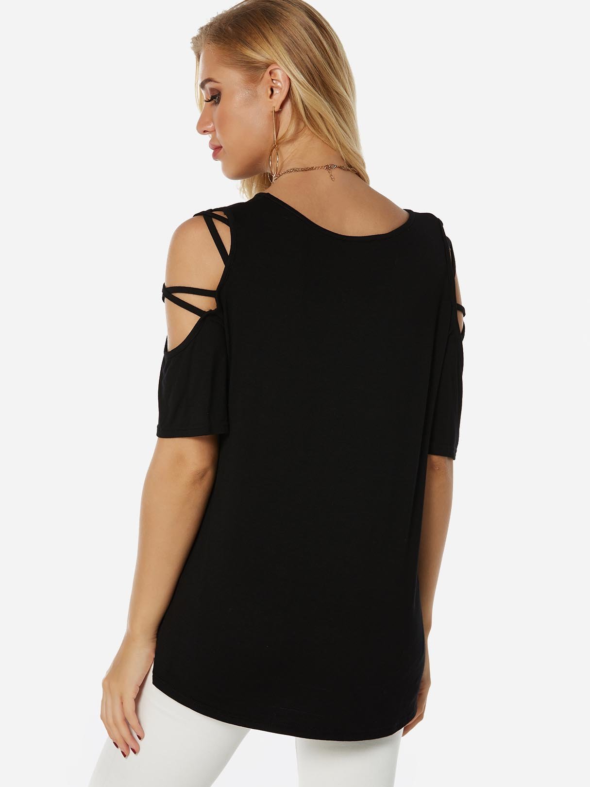 NEW FEELING Womens Black T-Shirts