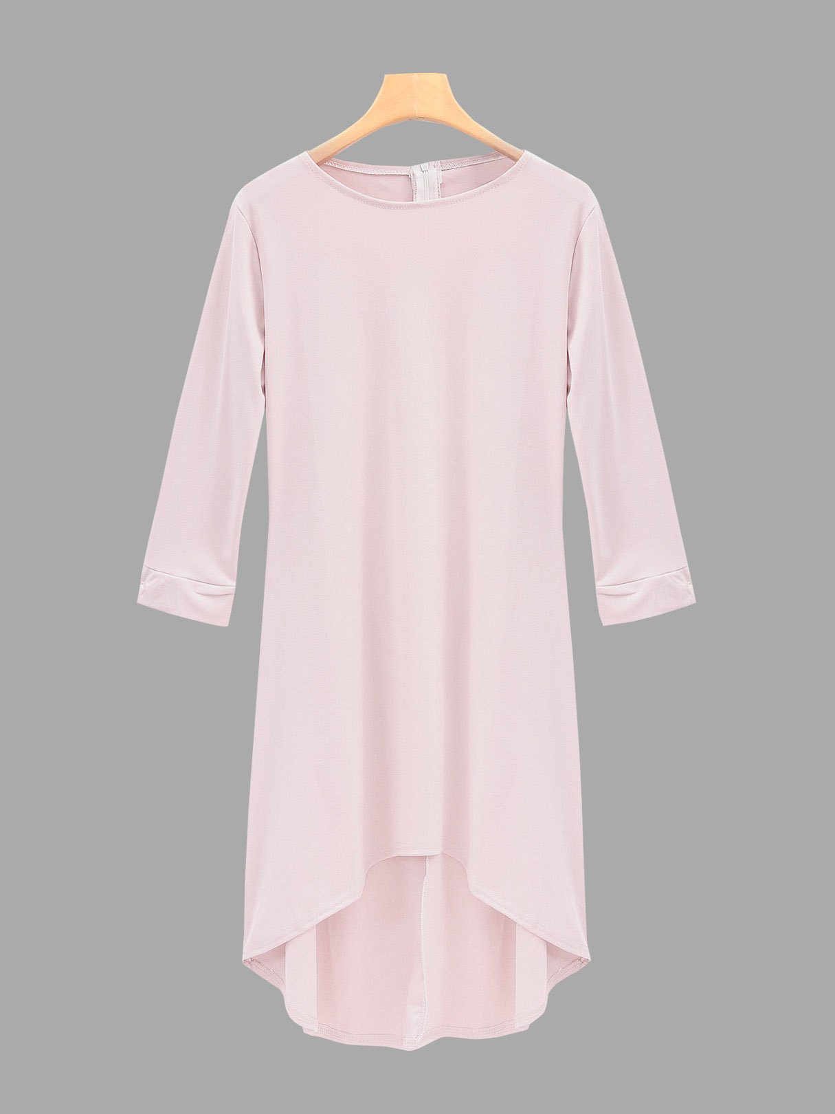 Wholesale Pink Bateau Half Sleeve Plain Irregular Hem Midi Dress