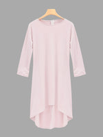 Wholesale Pink Bateau Half Sleeve Plain Irregular Hem Midi Dress