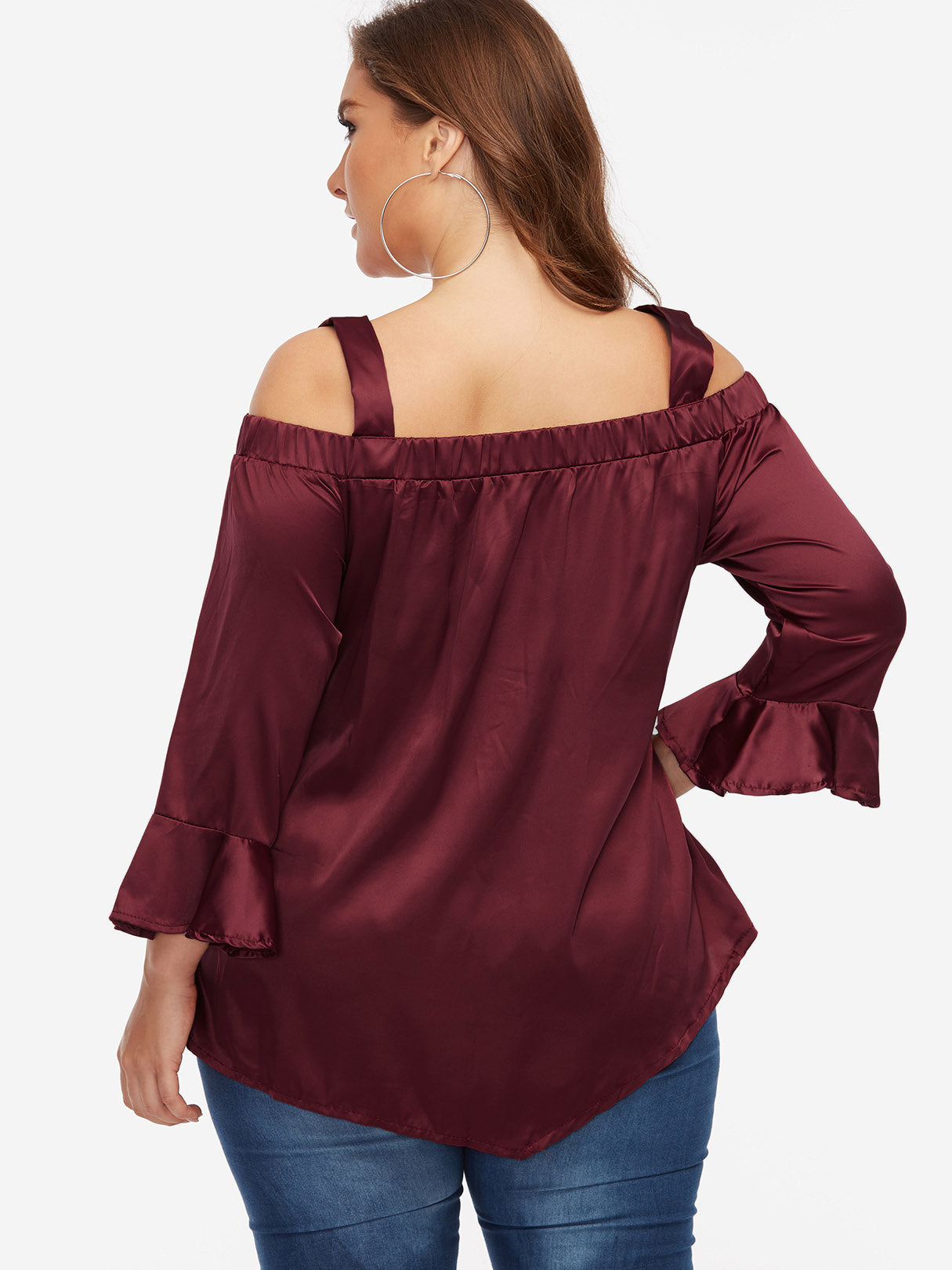 NEW FEELING Womens Burgundy Plus Size Tops