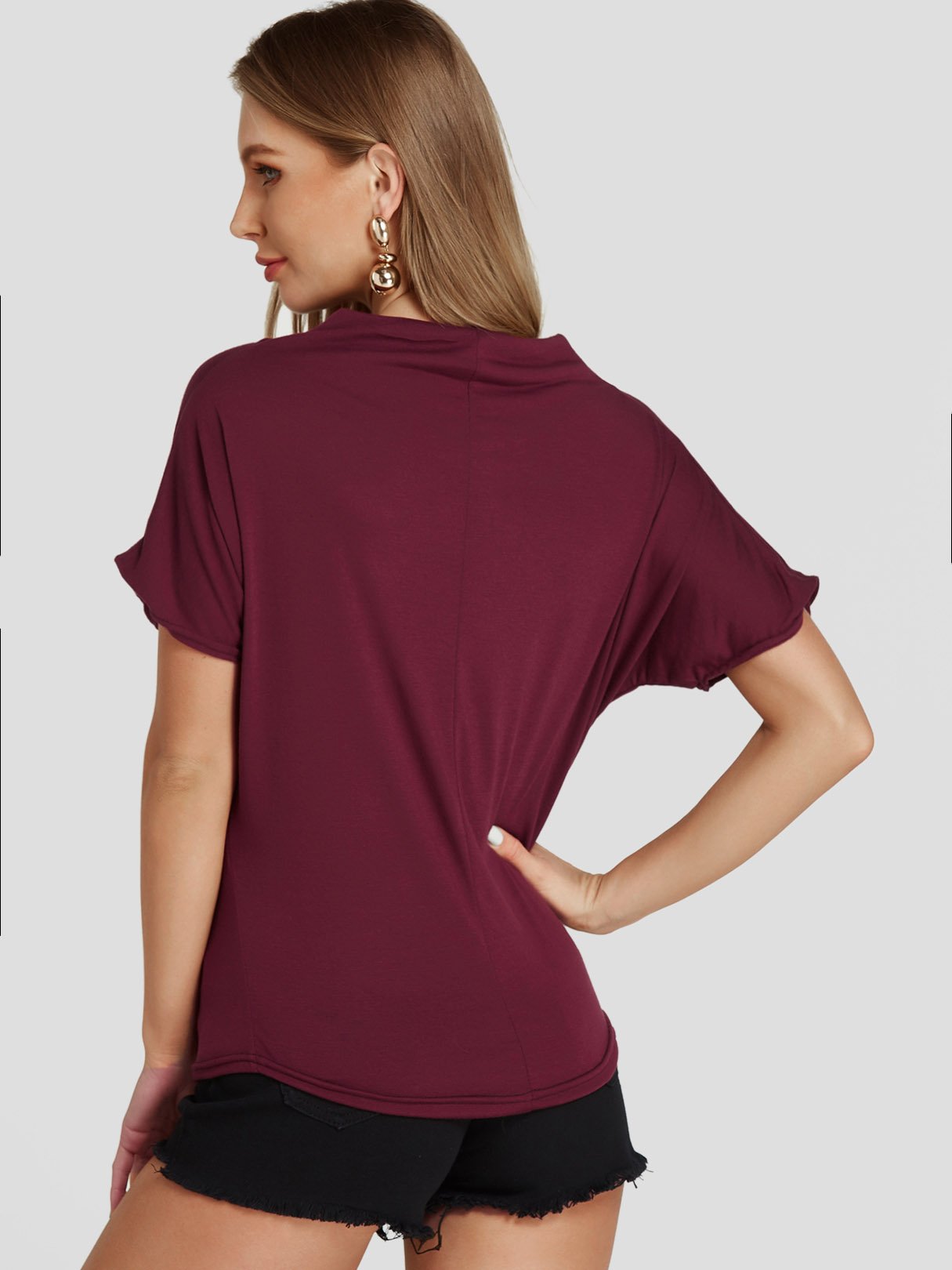 NEW FEELING Womens Burgundy T-Shirts