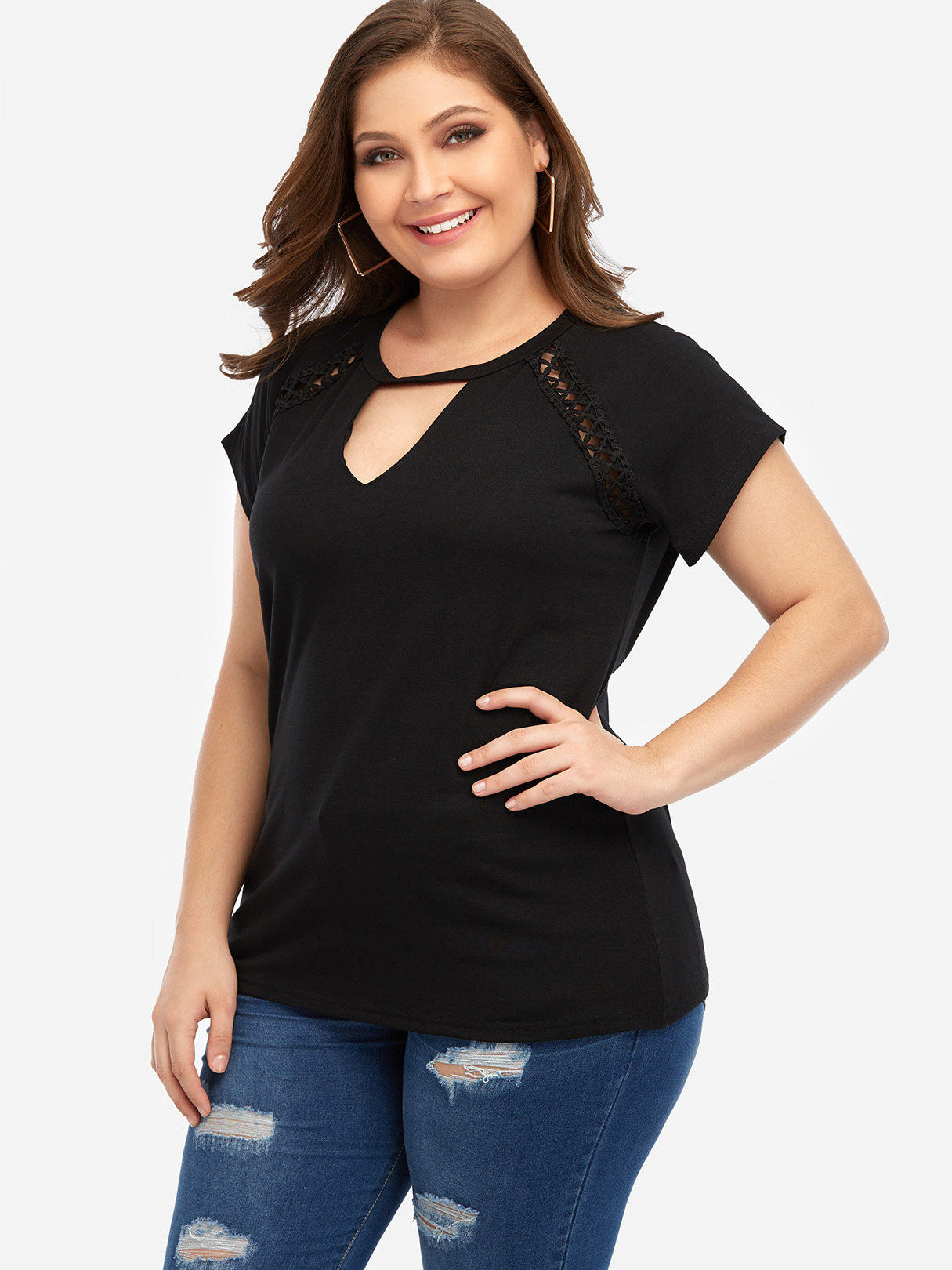 OEM Ladies Black Plus Size Tops