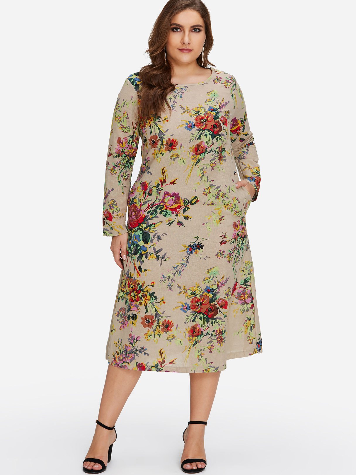 Custom Plus Size Floral Dresses With Sleeves