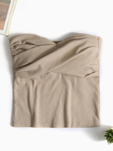Wholesale Strapless Crossed Front Sleeveless Khaki Camis