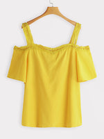 NEW FEELING Womens Yellow Plus Size Tops