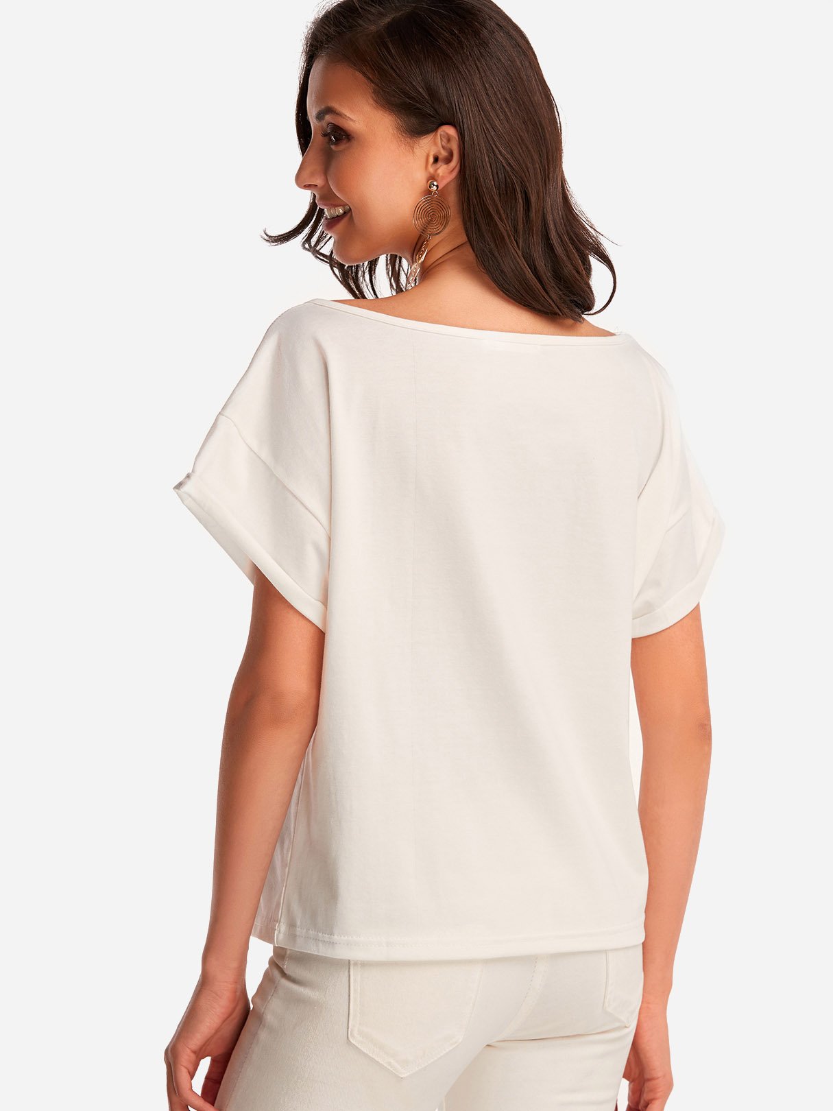 NEW FEELING Womens White T-Shirts