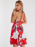 NEW FEELING Womens Red Floral Dresses