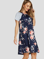 OEM Ladies Navy Floral Dresses