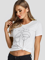 Wholesale Round Neck Printed Short Sleeve White T-Shirt
