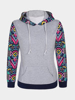 Wholesale Random Geometric Pattern Sleeves Hooded Sweatshirt