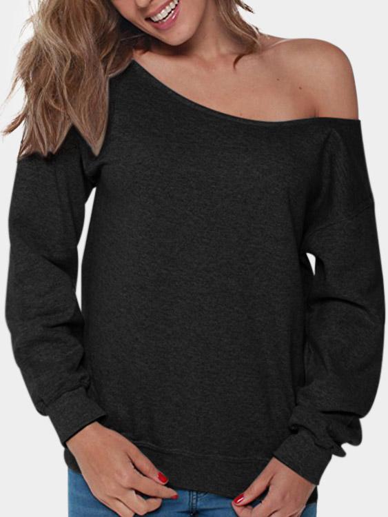 Wholesale One Shoulder Plain Long Sleeve T-Shirts